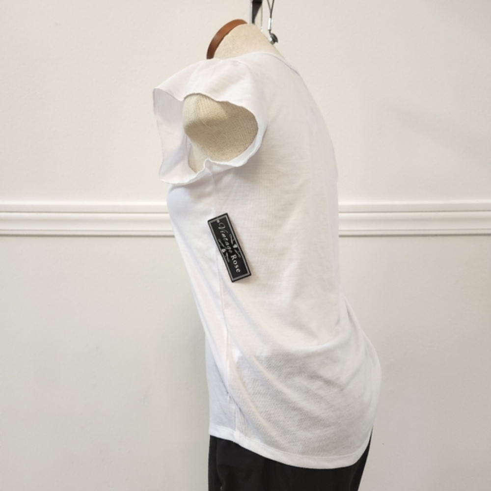 Vintage Rose Ruffle sleeve crew neck tshirt - Picture 5 of 12